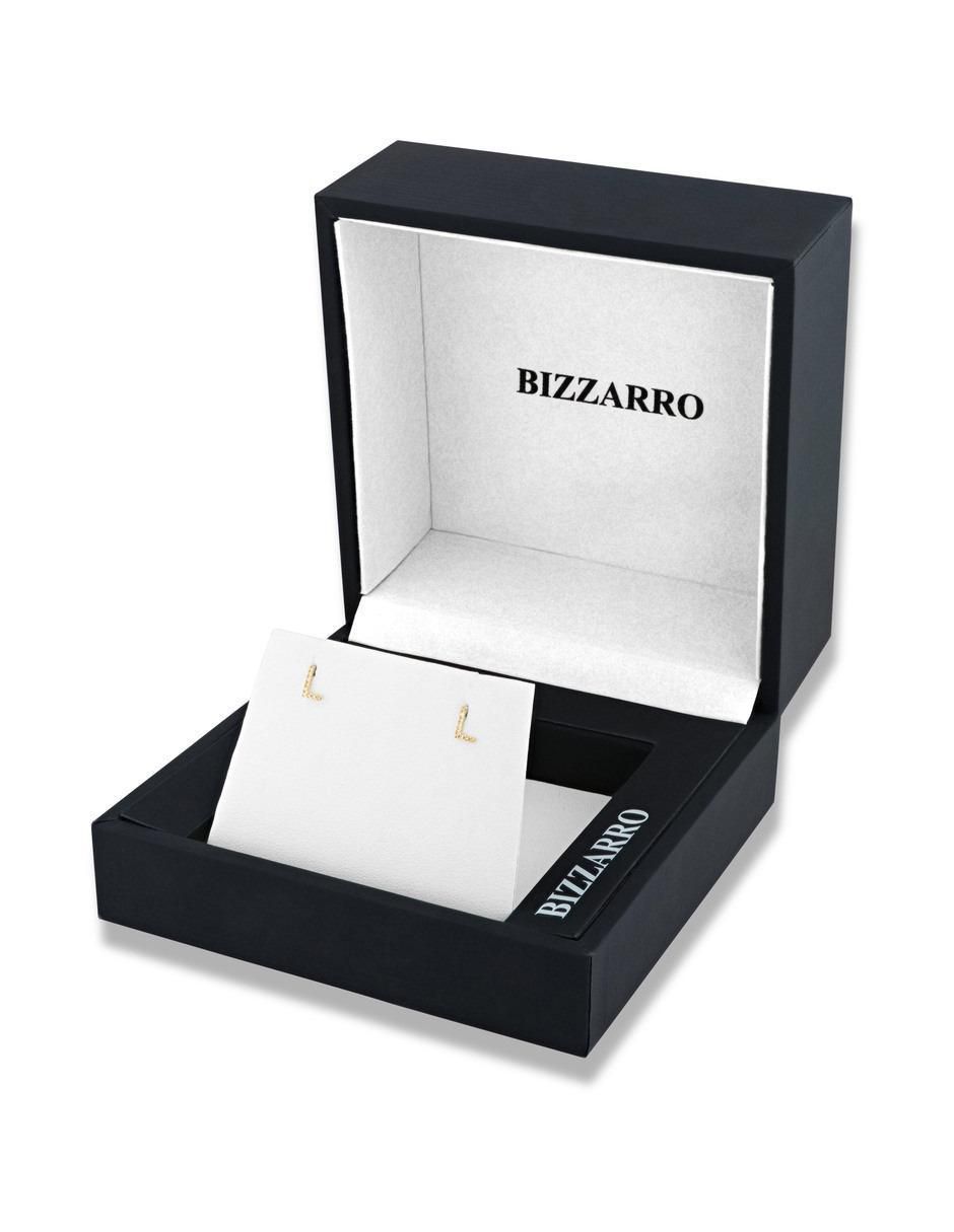 Broqueles de letra L de oro amarillo 14 K con acabado brillante diamante 2