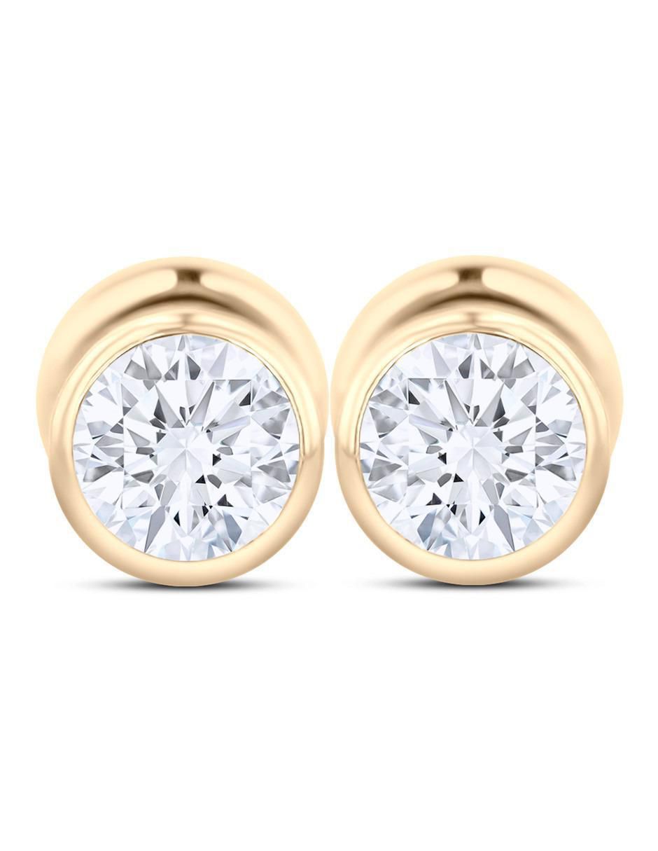 Broqueles de oro amarillo 14 k con acabado brillante zirconia 1