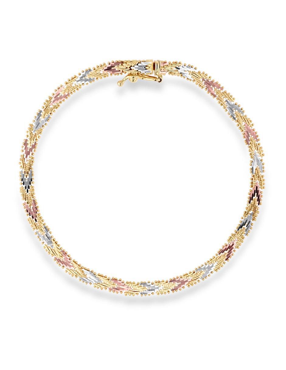 Pulsera de oro florentino 14 K con acabado brillante