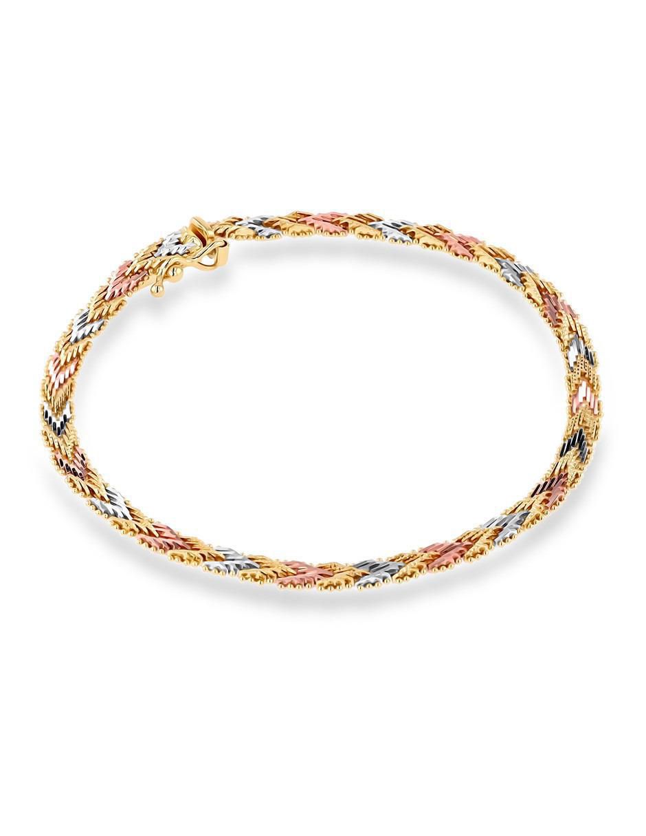 Pulsera Joyerias Bizzarro de oro florentino 14 K con acabado brillante