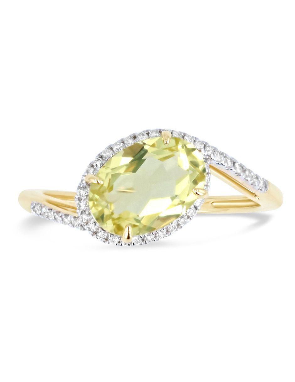Anillo 14 k de oro amarillo diamante brillante