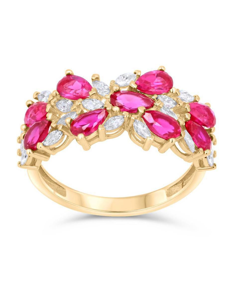 Anillo 14 k de oro amarillo zirconia brillante