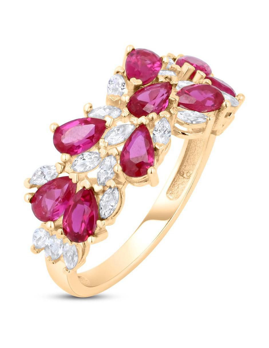 Anillo 14 k de oro amarillo zirconia brillante 2