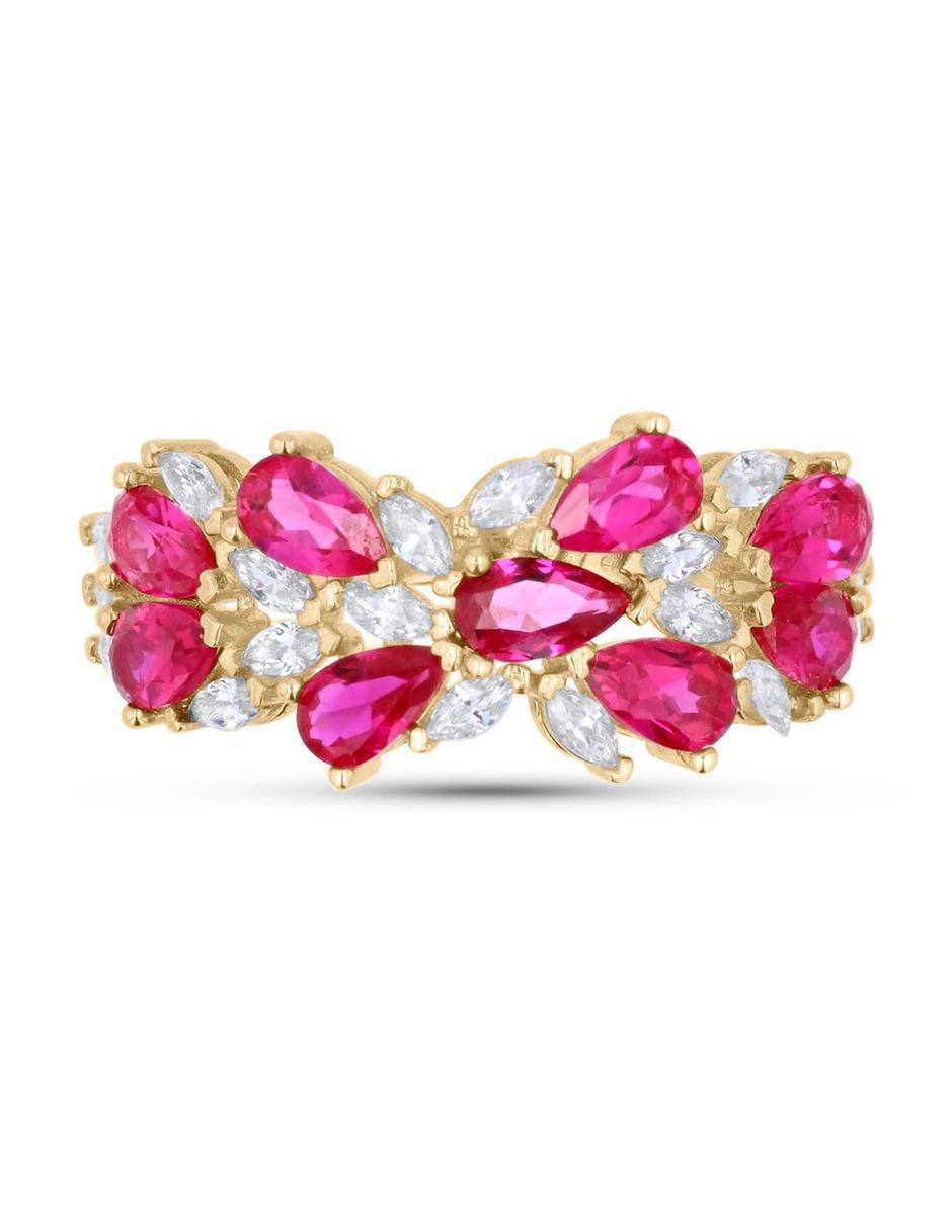 Anillo 14 k de oro amarillo zirconia brillante