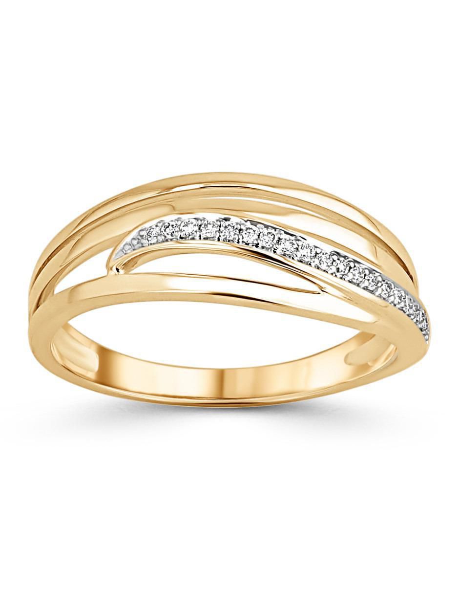 Anillo 14 k de oro amarillo diamante brillante Anillo 14 k de oro amarillo diamante brillante