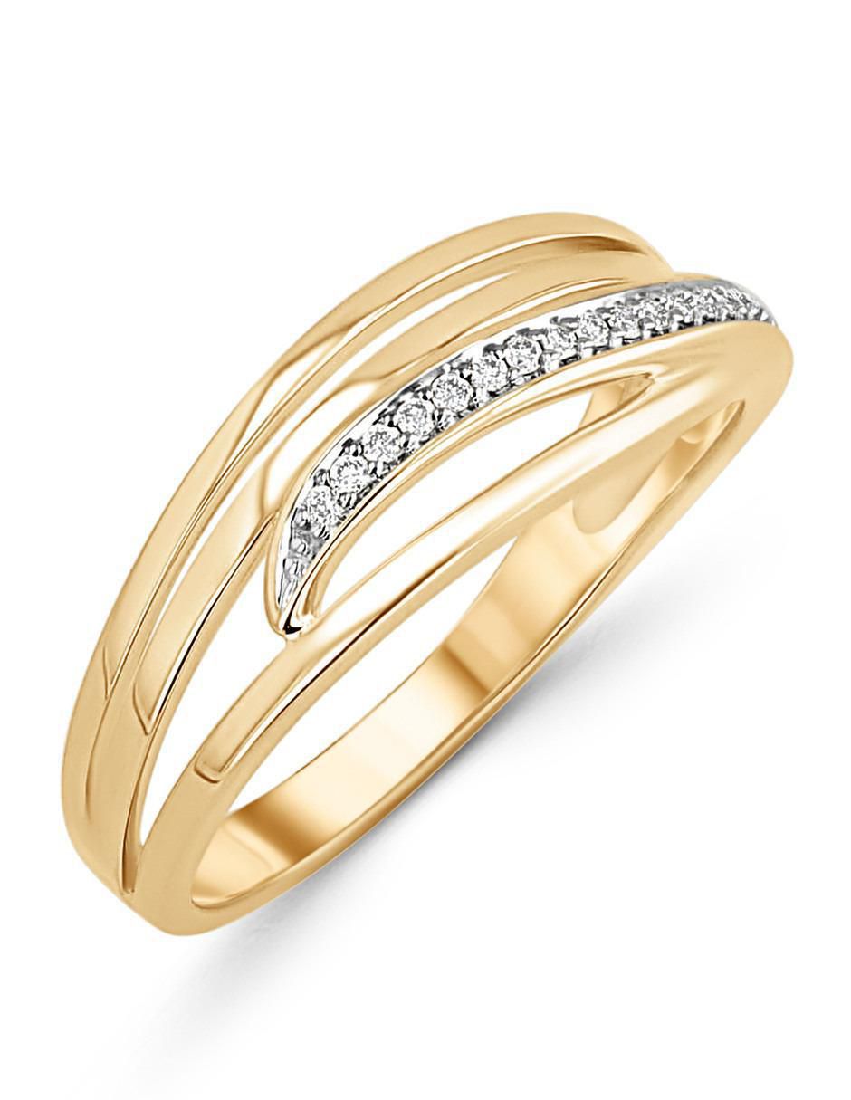 Anillo 14 k de oro amarillo diamante brillante 5