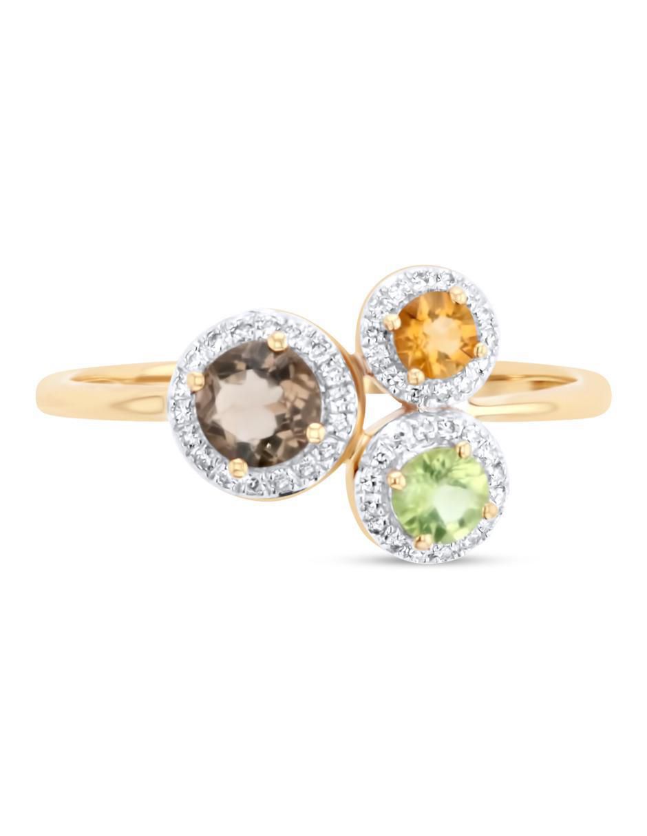 Anillo 14 k de oro amarillo diamante brillante