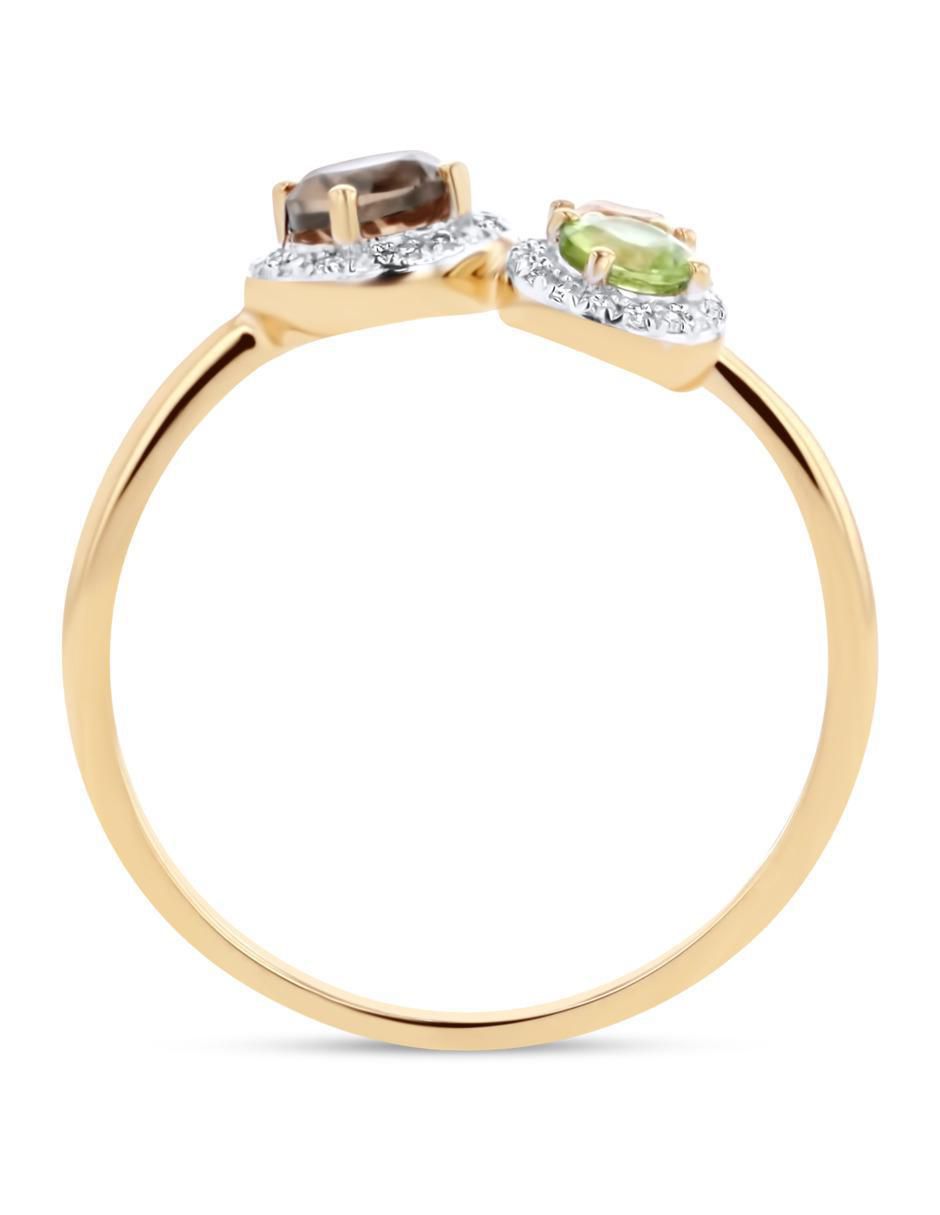 Anillo 14 k de oro amarillo diamante brillante