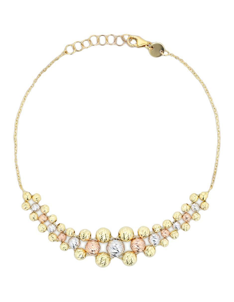 Pulsera de oro florentino 14 K con acabado brillante