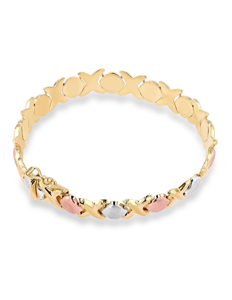 Pulsera de oro florentino 14 K con acabado brillante 3