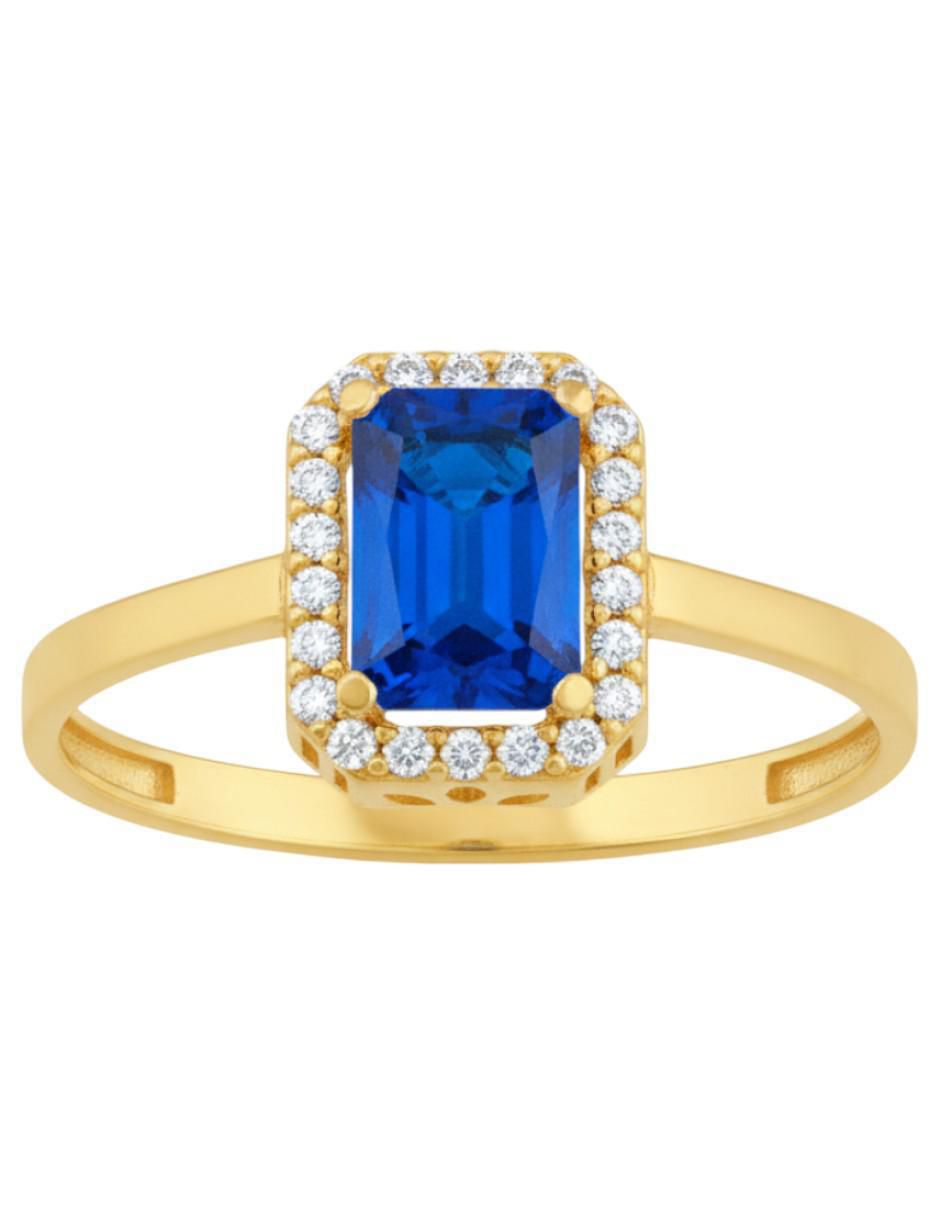 Anillo de octagonal 10 k de oro zirconia brillante 4