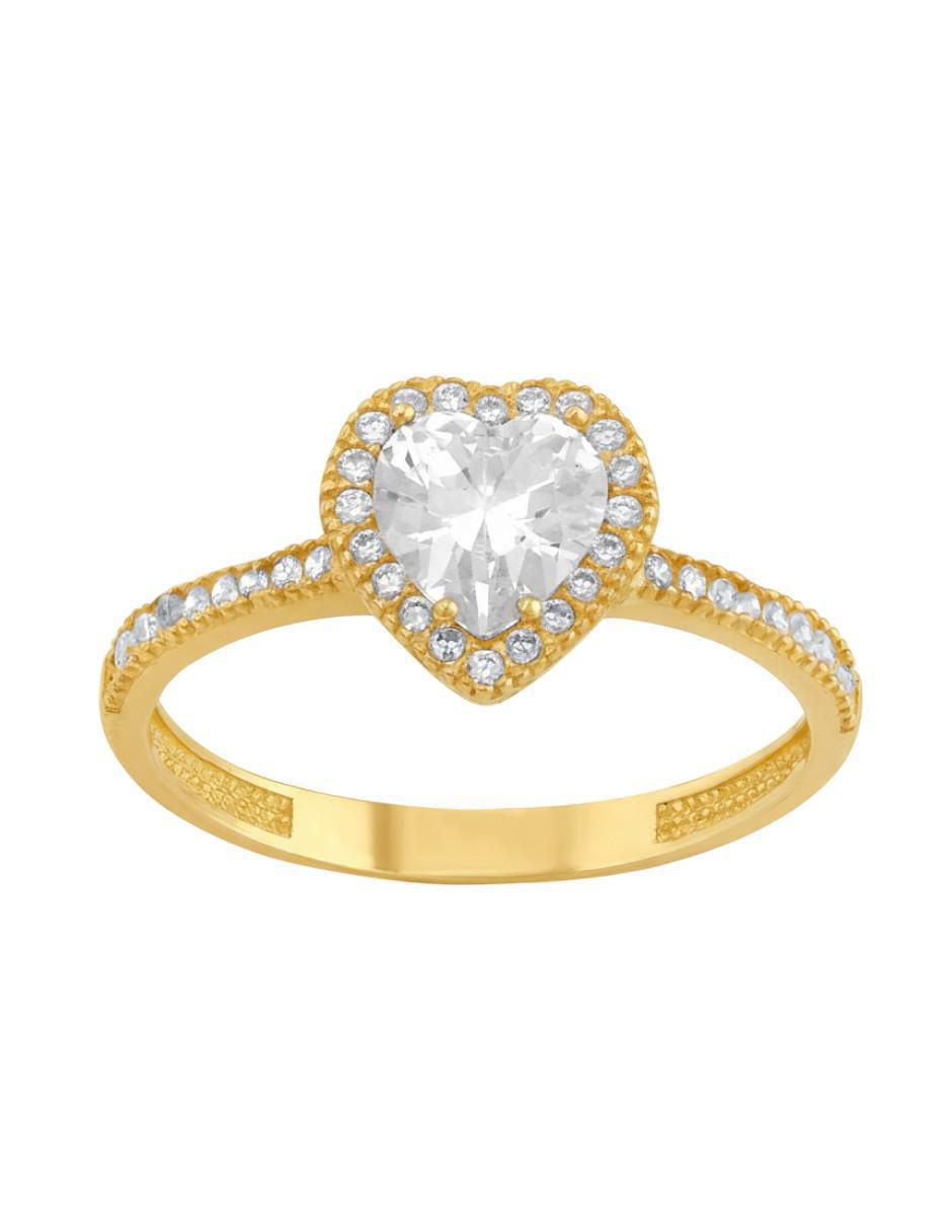 Anillo de corazón 10 k de oro zirconia brillante 4