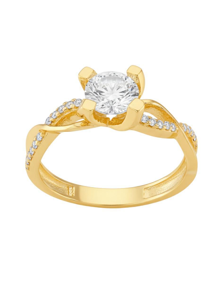Anillo circular 10 k de oro zirconia brillante 4