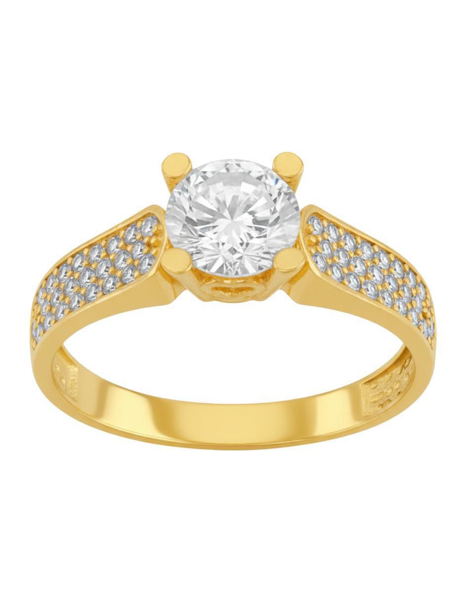 Anillo circular 10 k de oro zirconia brillante 2