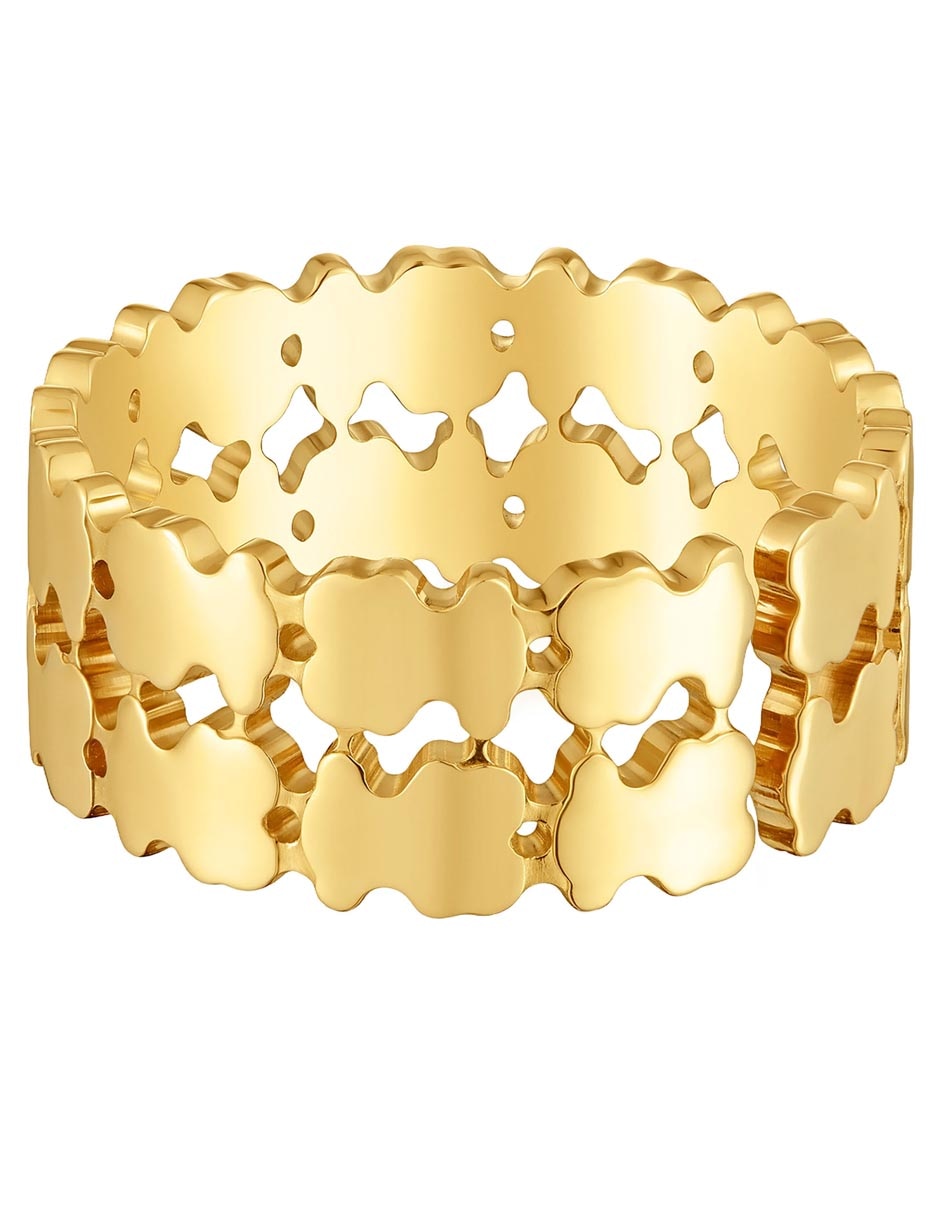 Anillo de oso de plata P 925 con acabado baño de oro