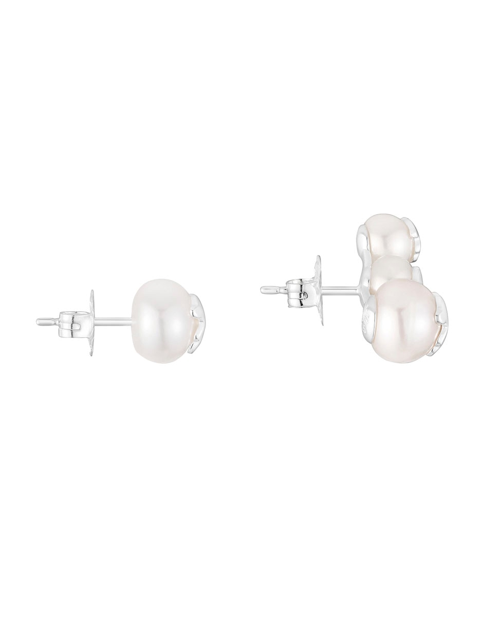 Broqueles de oso Icon Pearl de plata P 925 con acabado brillante perla 2