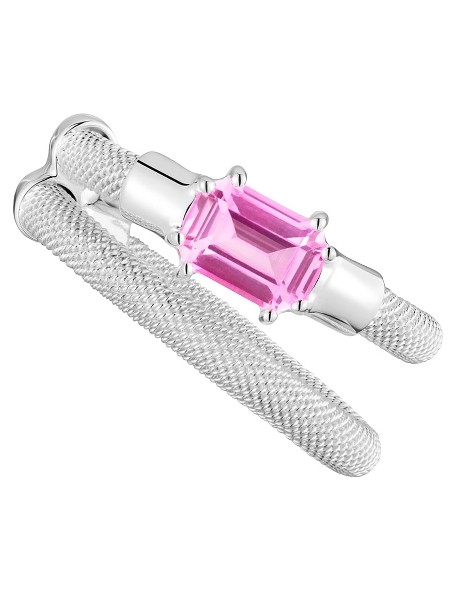 Aretes Mesh Lgg de plata P 925 con acabado brillante zafiro rosa Aretes Mesh Lgg de plata P 925 con acabado brillante zafiro rosa