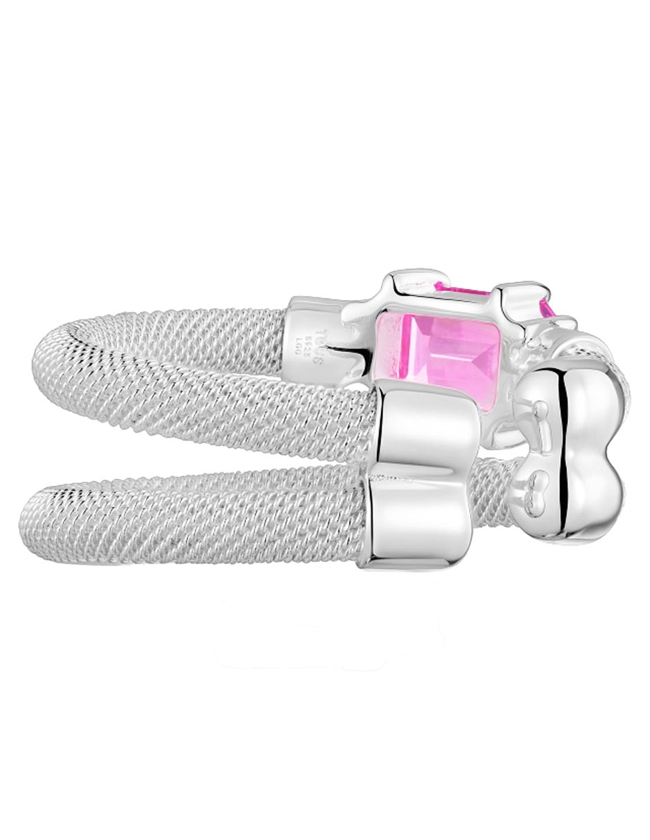 Aretes Mesh Lgg de plata P 925 con acabado brillante zafiro rosa 3