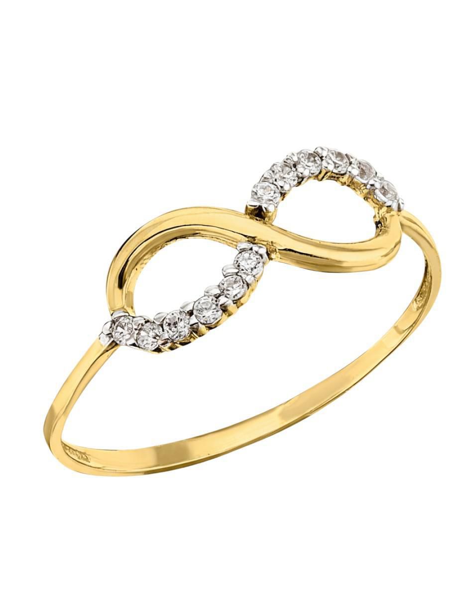 Anillo de infinito 10 k de oro zirconia brillante Anillo de infinito 10 k de oro zirconia brillante
