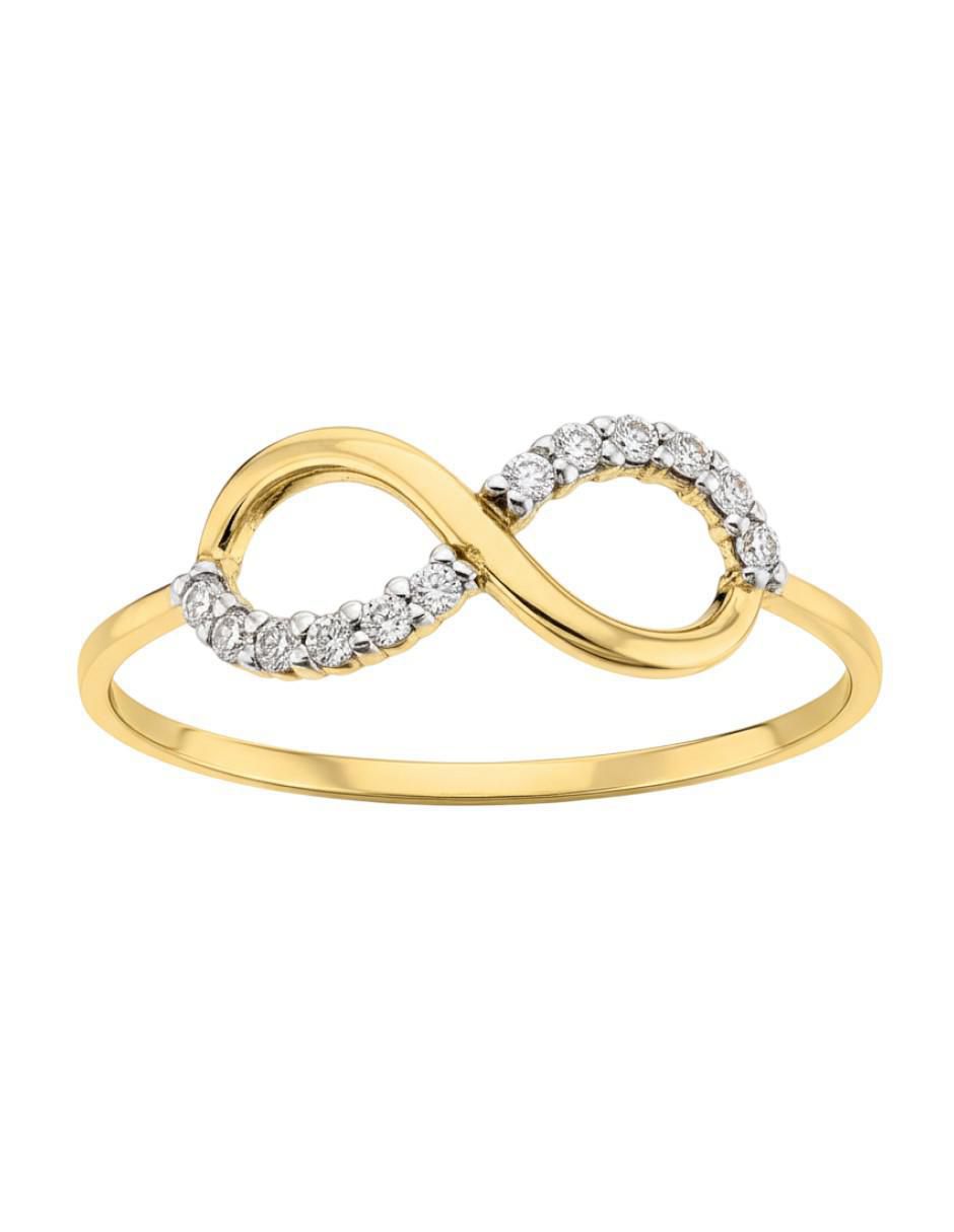 Anillo de infinito 10 k de oro zirconia brillante