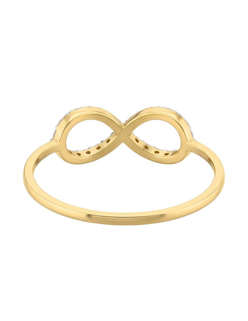 Anillo de infinito 10 k de oro zirconia brillante