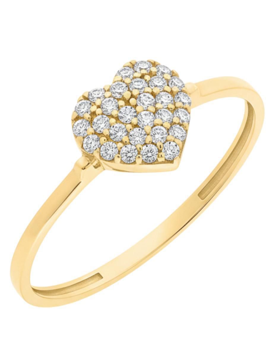 Anillo de corazón 10 k de oro zirconia brillante Anillo de corazón 10 k de oro zirconia brillante