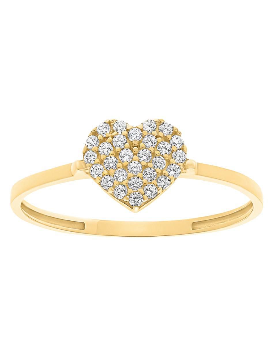Anillo de corazón 10 k de oro zirconia brillante