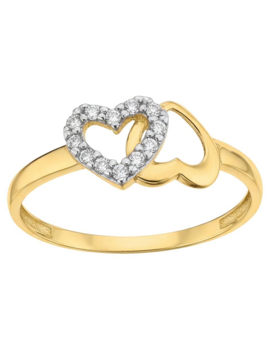 Anillo de corazón 10 k de oro zirconia brillante