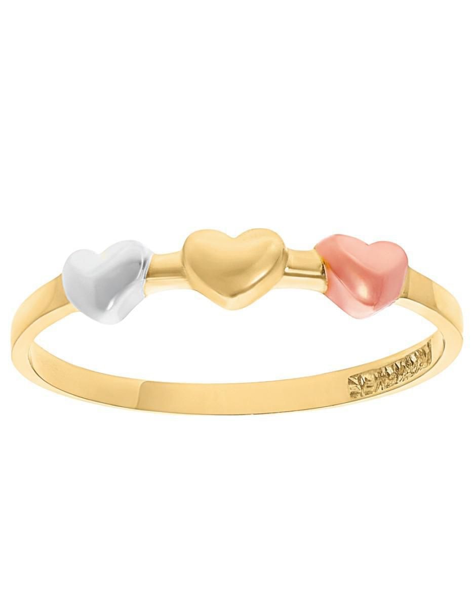 Anillo de corazón 10 k de oro brillante