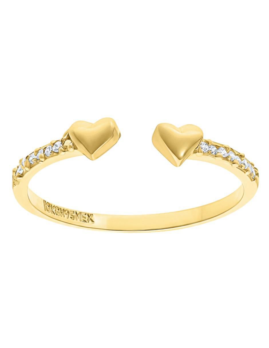 Anillo de corazón 10 k de oro zirconia brillante