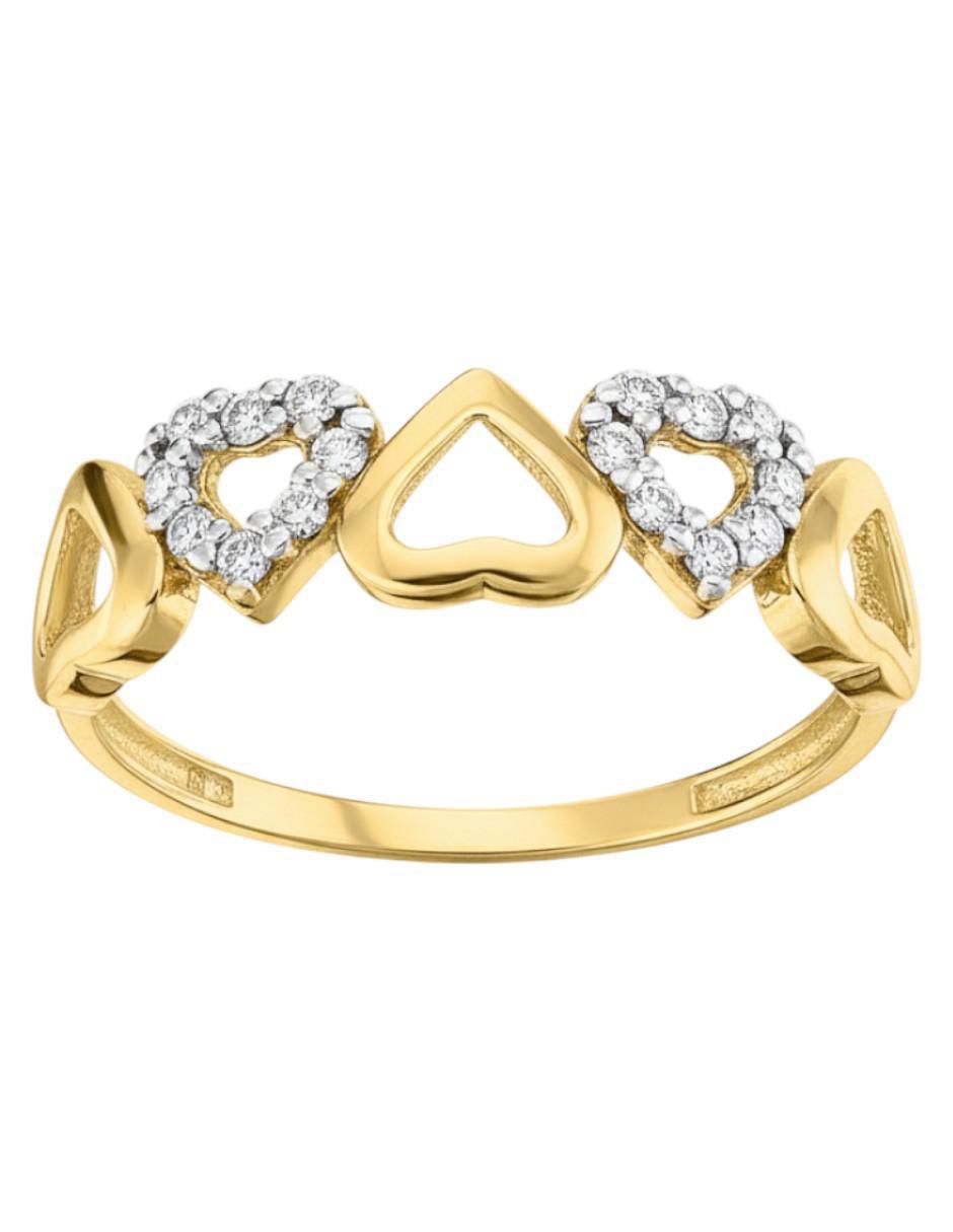 Anillo de corazón 10 k de oro zirconia brillante 5