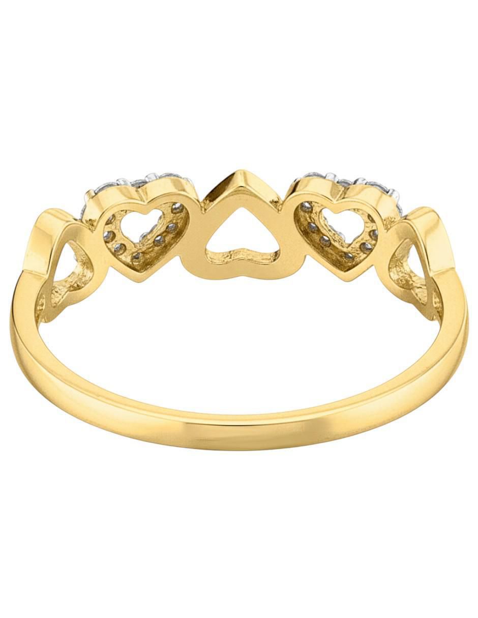 Anillo de corazón 10 k de oro zirconia brillante