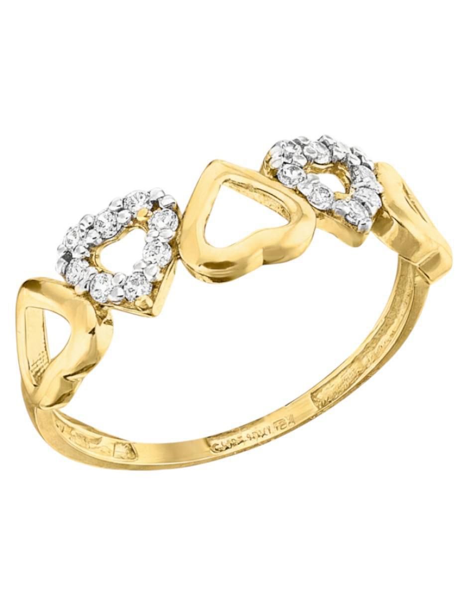 Anillo de corazón 10 k de oro zirconia brillante