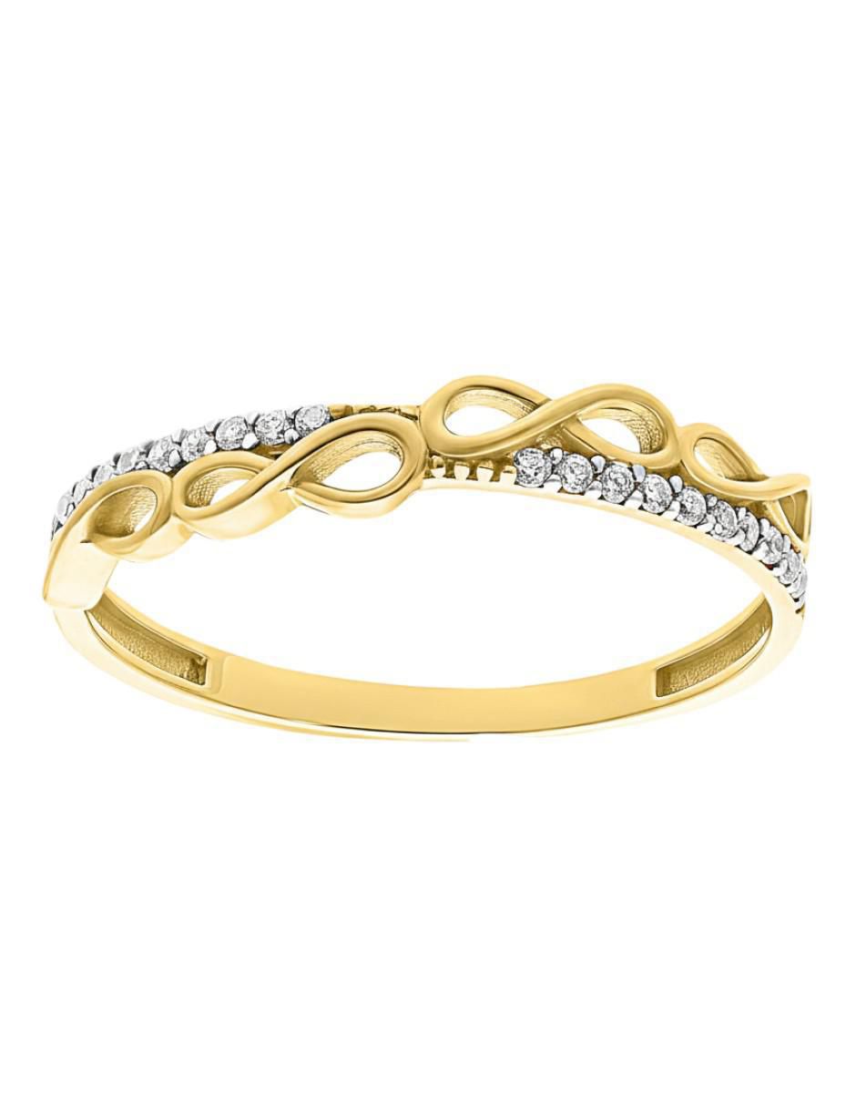 Anillo de infinito 10 k de oro zirconia brillante