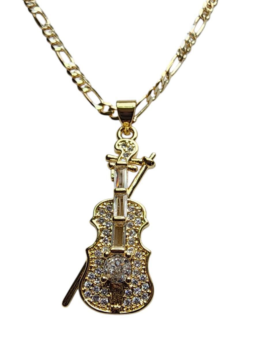Collar con dije Violín de oro laminado 14 K Collar con dije Violín de oro laminado 14 K