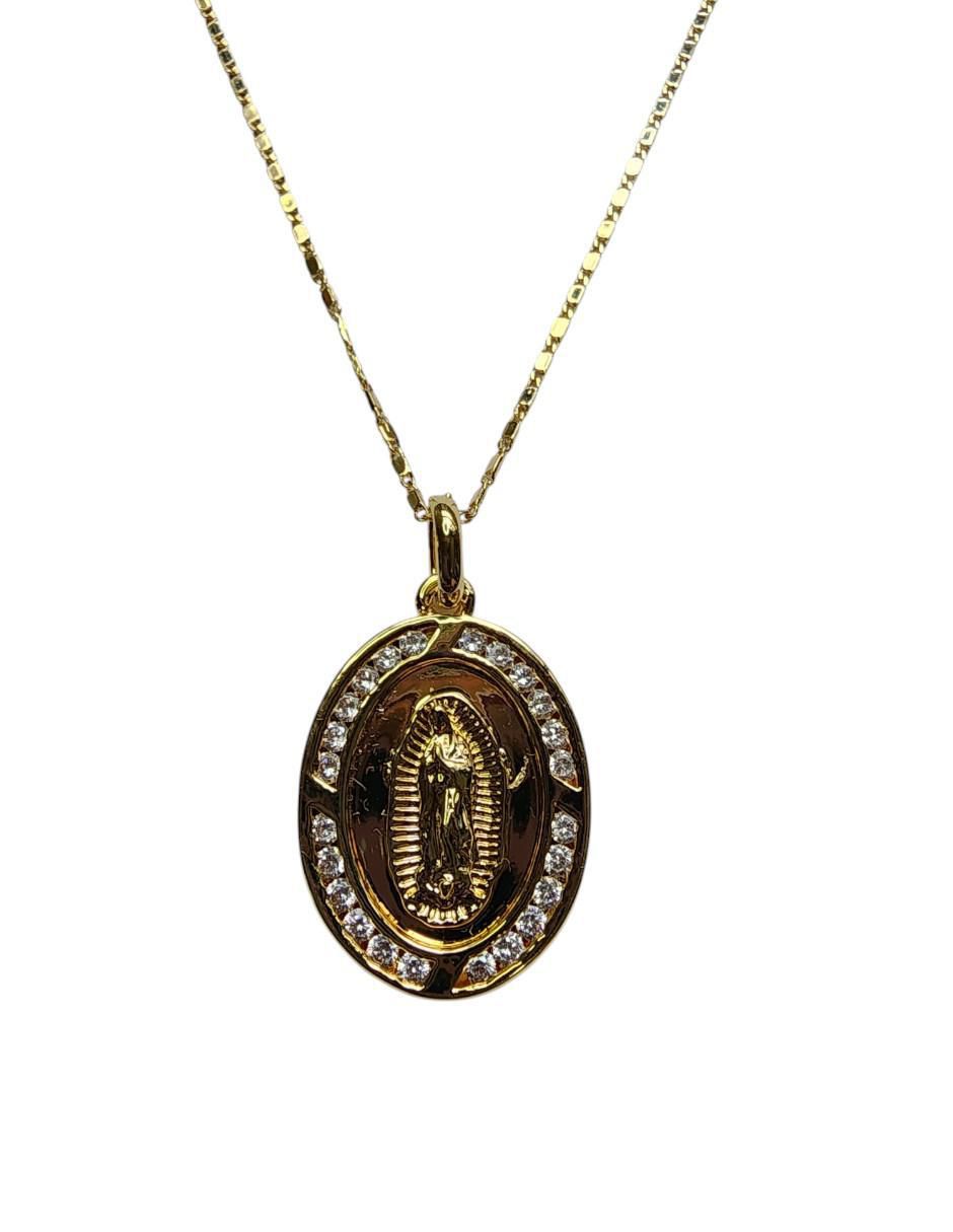 Collar con dije de virgen de oro laminado 14 K 5