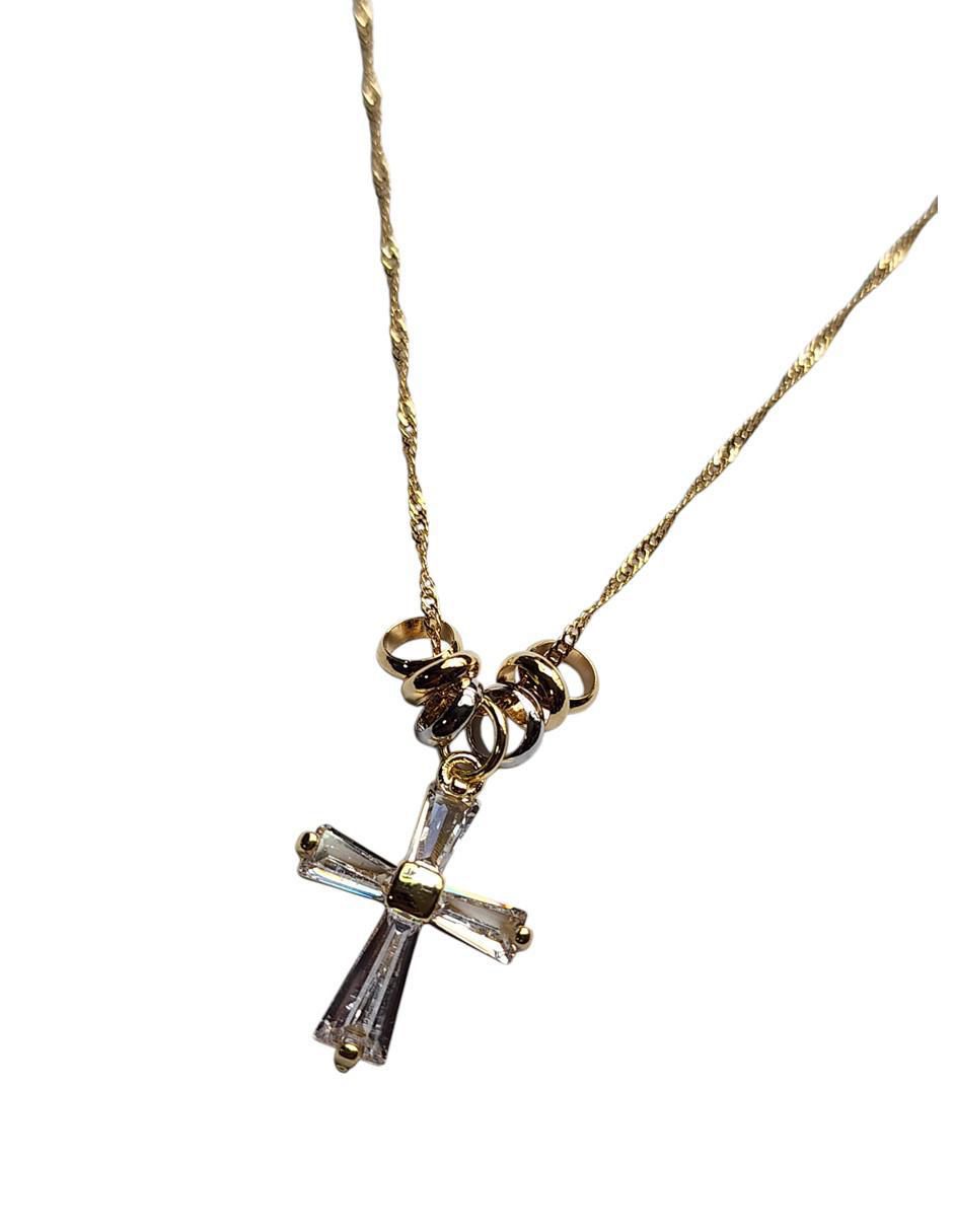 Collar con dije cruz de oro laminado 14 K 2