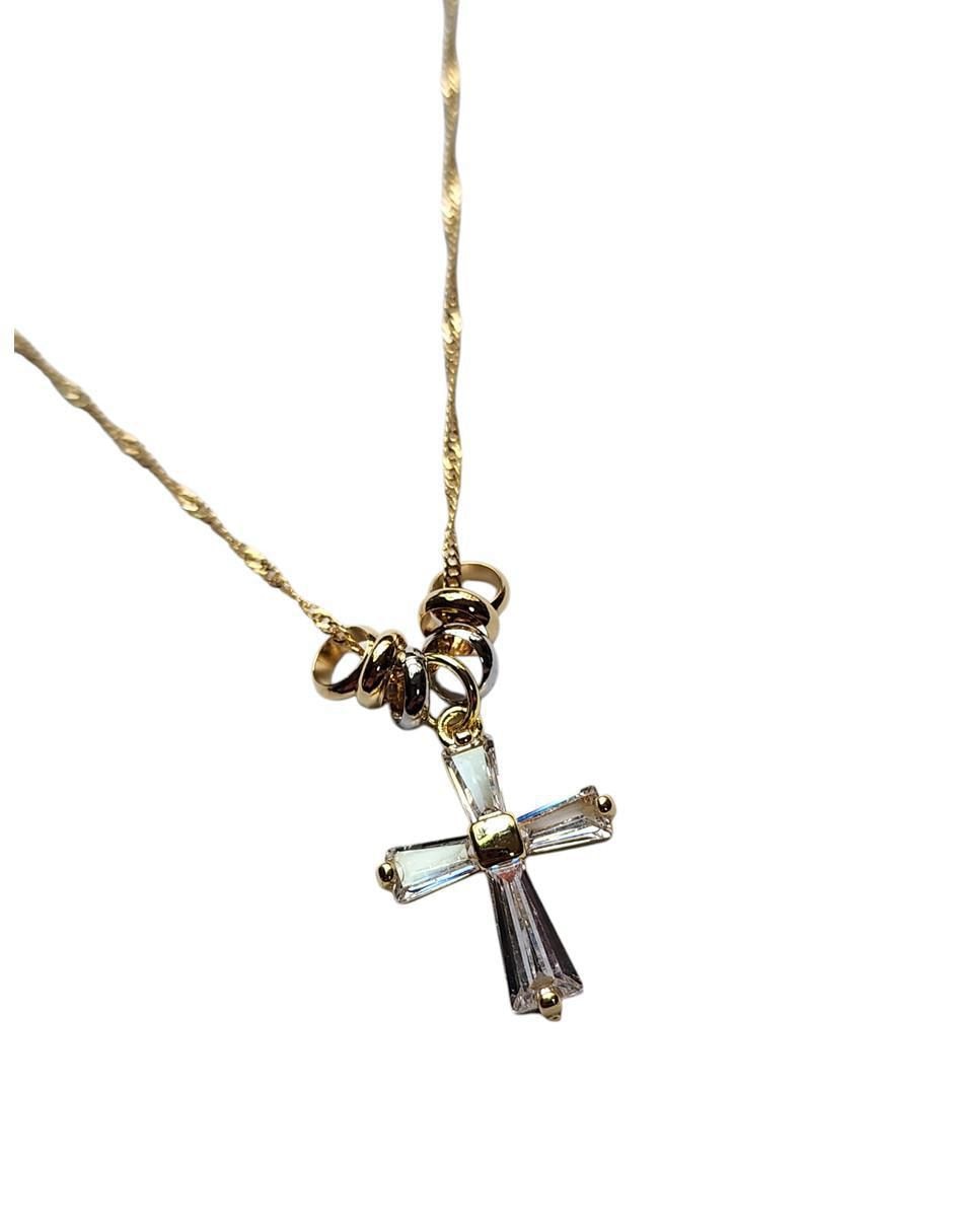 Collar con dije cruz de oro laminado 14 K 3