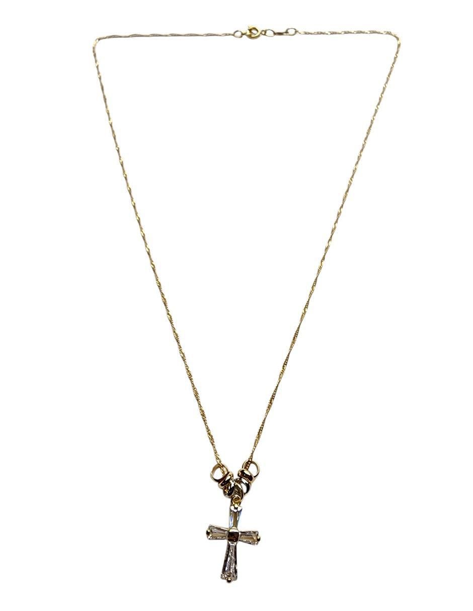 Collar con dije cruz de oro laminado 14 K 4