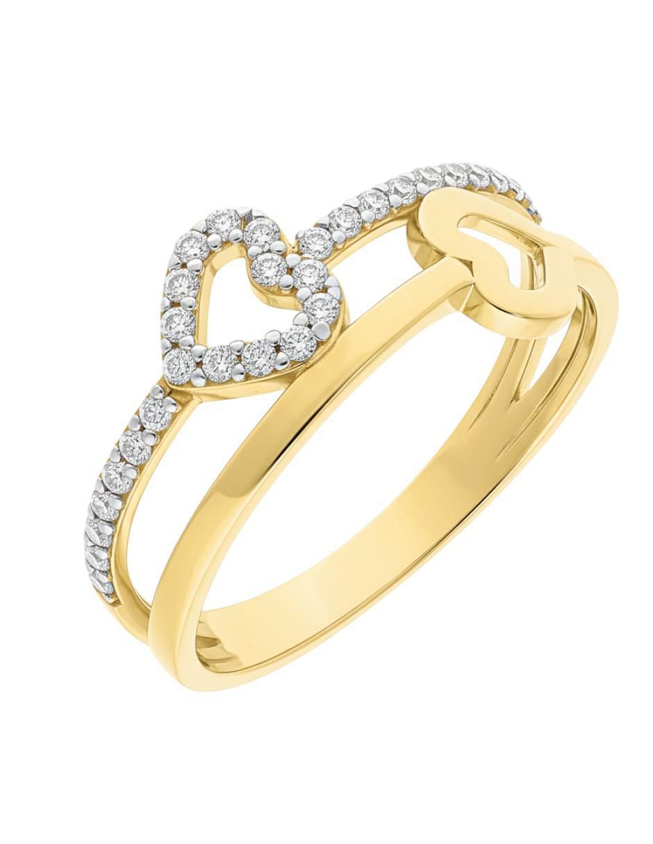 Anillo de corazón 10 k de oro zirconia brillante