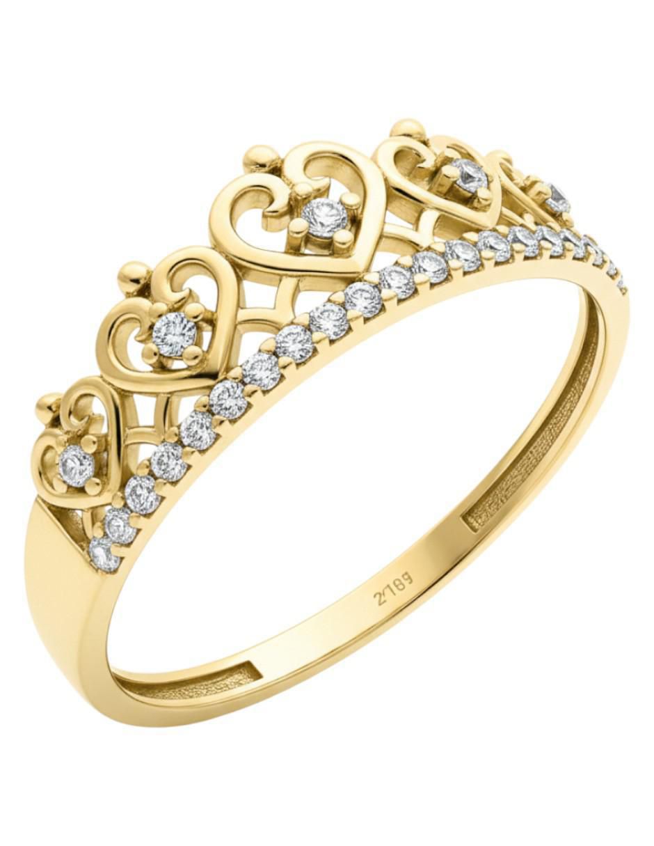 Anillo de corona 10 k de oro zirconia brillante Anillo de corona 10 k de oro zirconia brillante