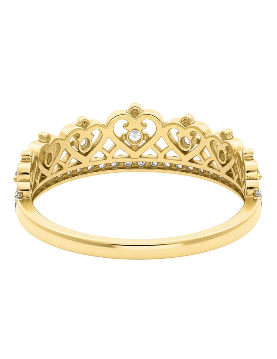 Anillo de corona 10 k de oro zirconia brillante