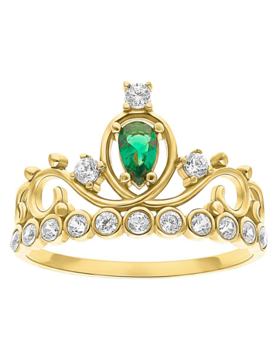 Anillo de corona 10 k de oro zirconia brillante Anillo de corona 10 k de oro zirconia brillante