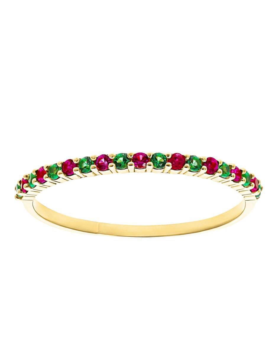 Anillo circular 10 k de oro zirconia brillante
