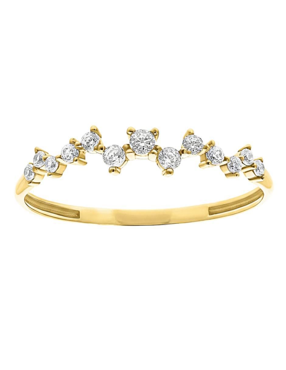 Anillo circular 10 k de oro zirconia brillante