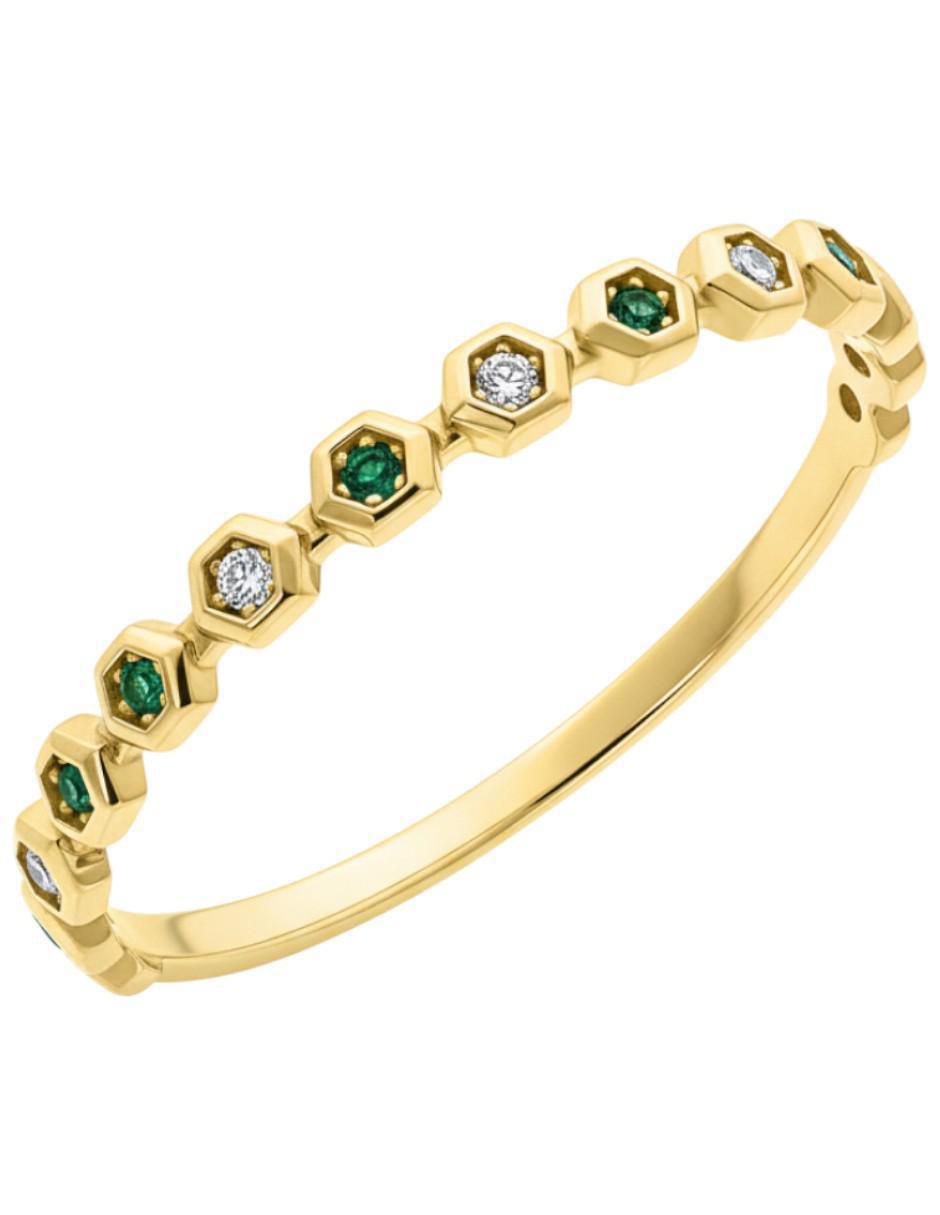 Anillo circular 10 k de oro zirconia brillante