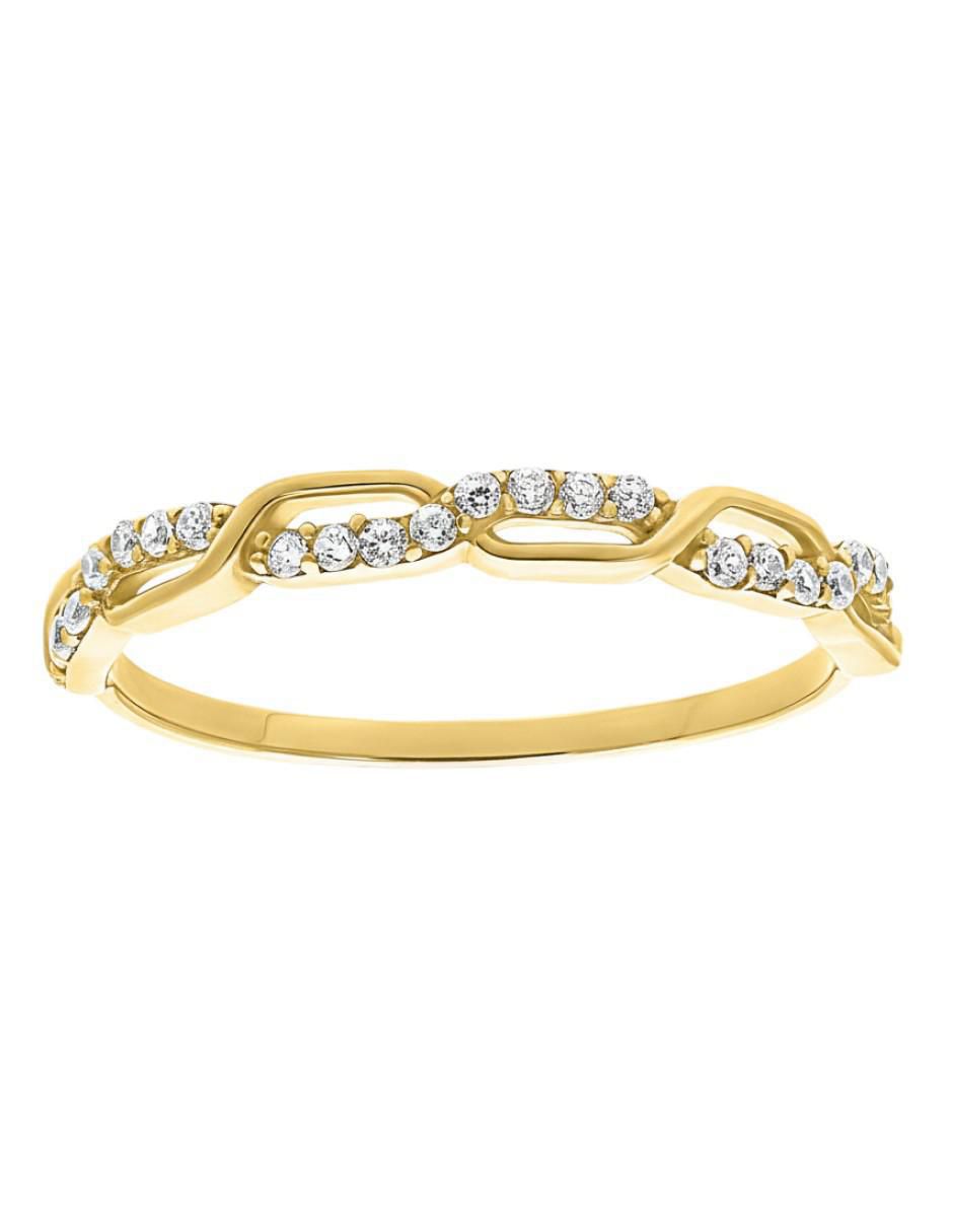 Anillo circular 10 k de oro zirconia brillante