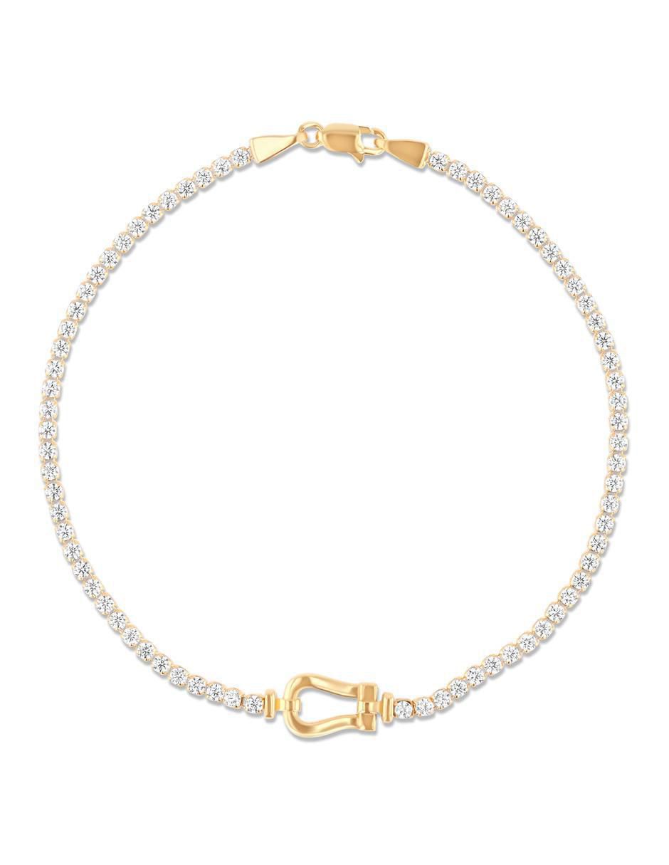 Pulsera de oro amarillo con zirconia 14 K acabado brillante