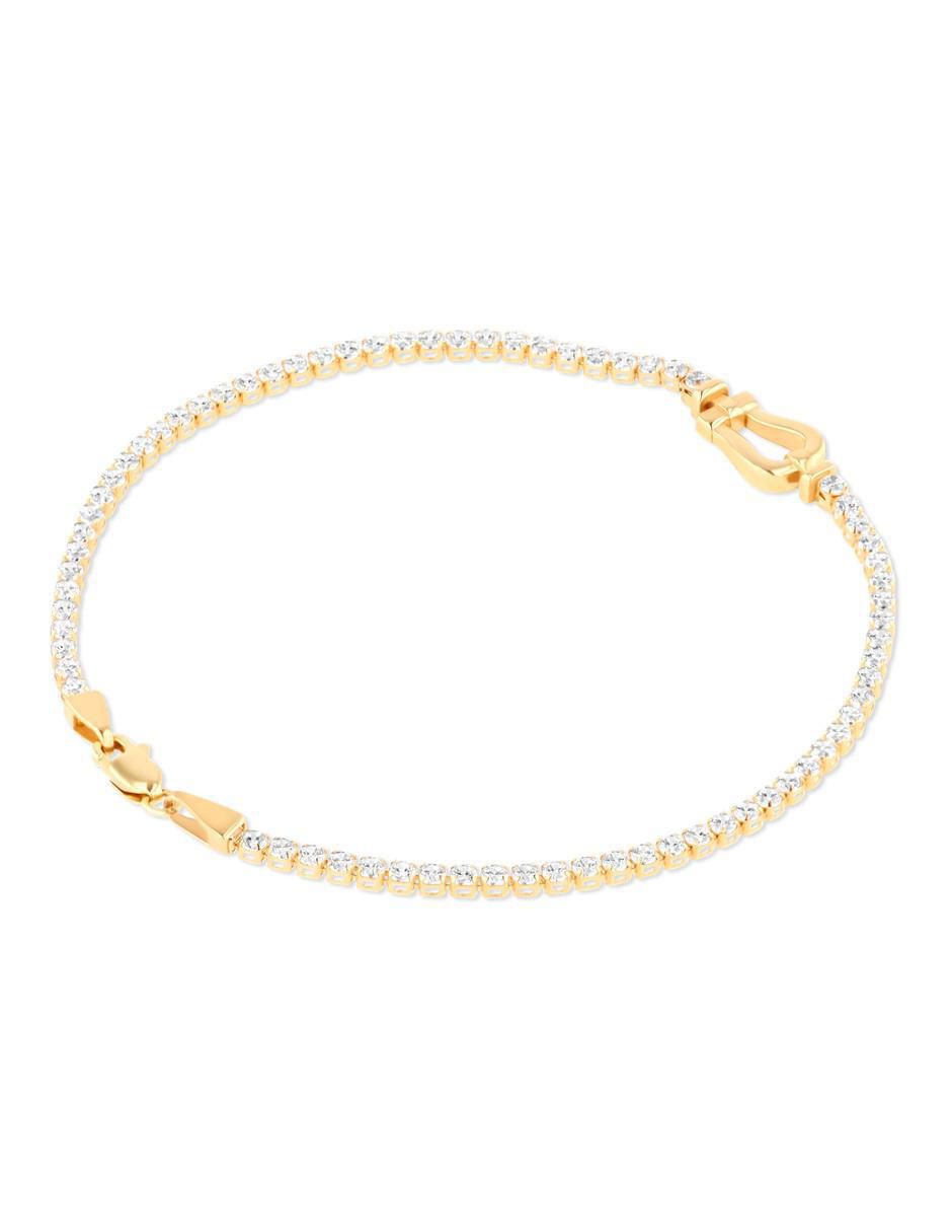 Pulsera de oro amarillo con zirconia 14 K acabado brillante 3