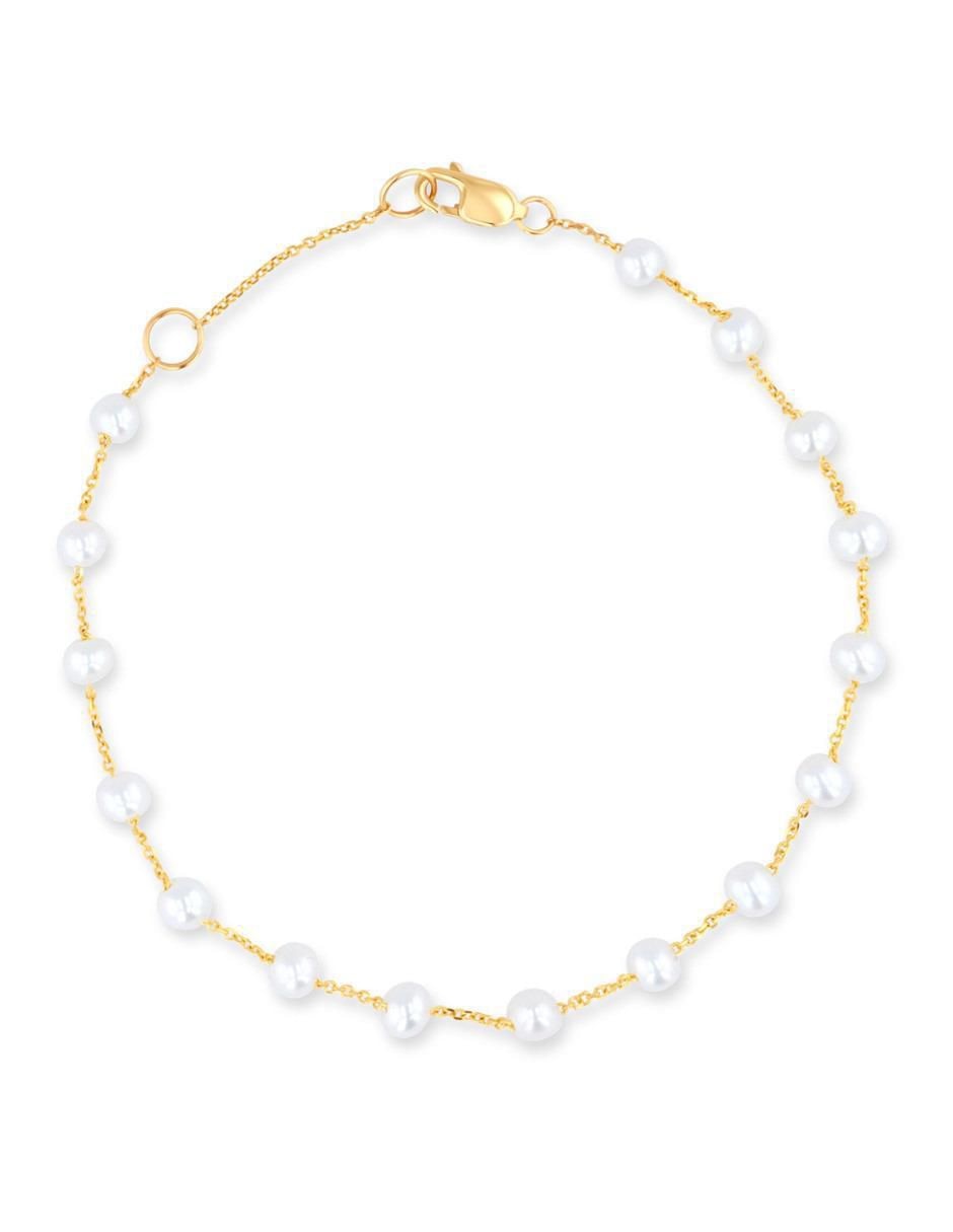 Pulsera de oro amarillo con perla 14 K acabado brillante 1